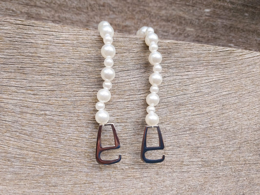 White Faux Pearl Clog Chains 2pc Set