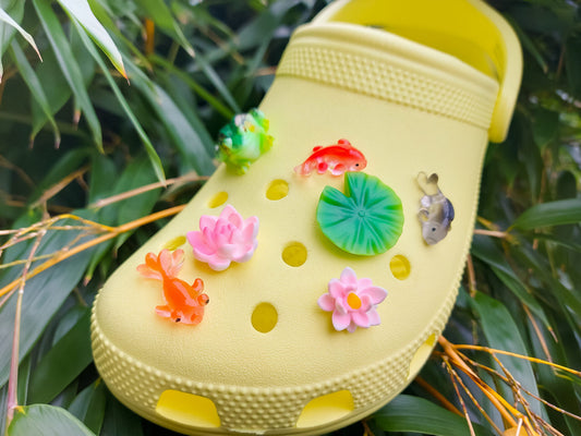 Lotus Flower Pond Clog Charms 7pc Set