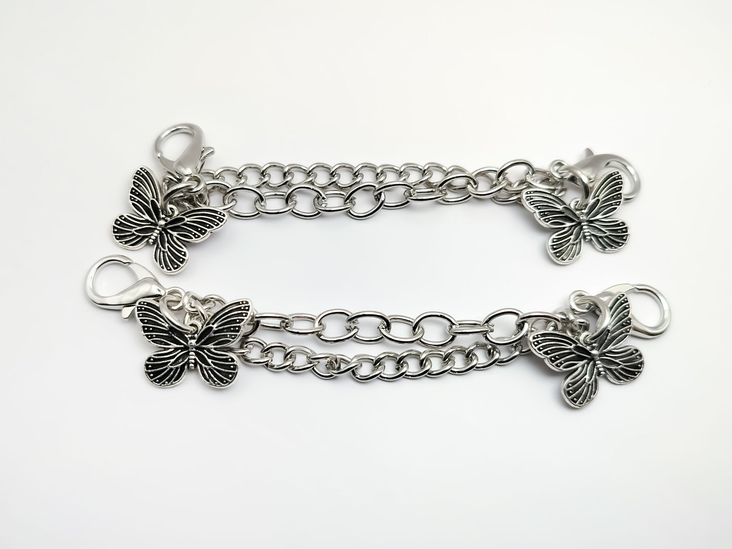 Silver Butterfly Shoe Chains 2pc Set