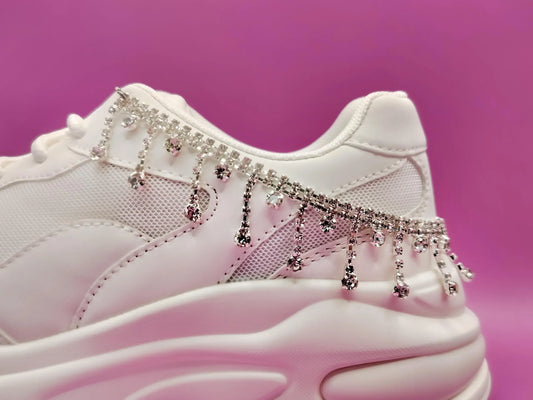 Silvery Rhinestone Shoe Chains 2pc Set