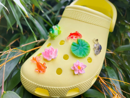 Lotus Flower Pond Clog Charms 7pc Set