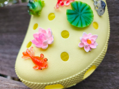 Lotus Flower Pond Clog Charms 7pc Set