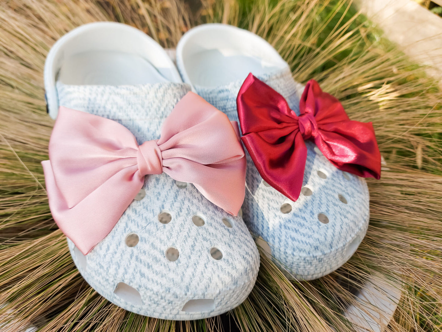 Satin Bow Clog Charms Set