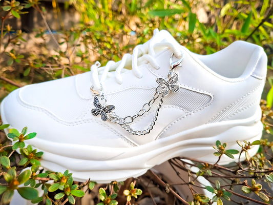 Silver Butterfly Shoe Chains 2pc Set