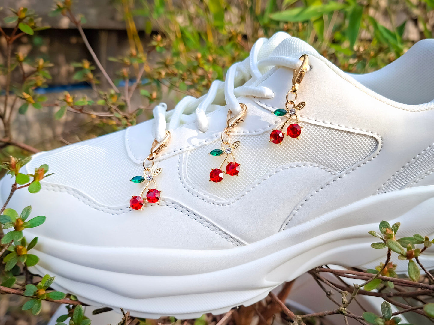 Gold Cherry Shoe Charms