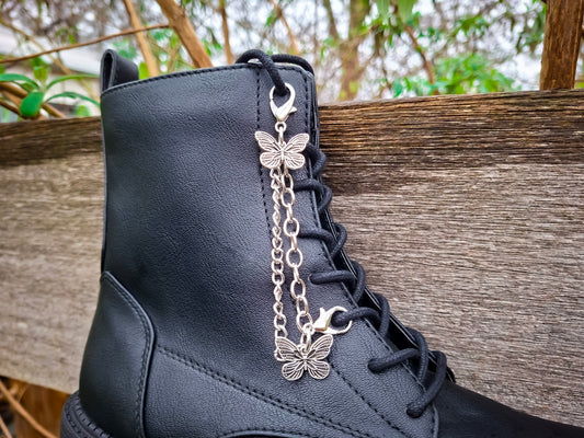 Silver Butterfly Shoe Chains 2pc Set