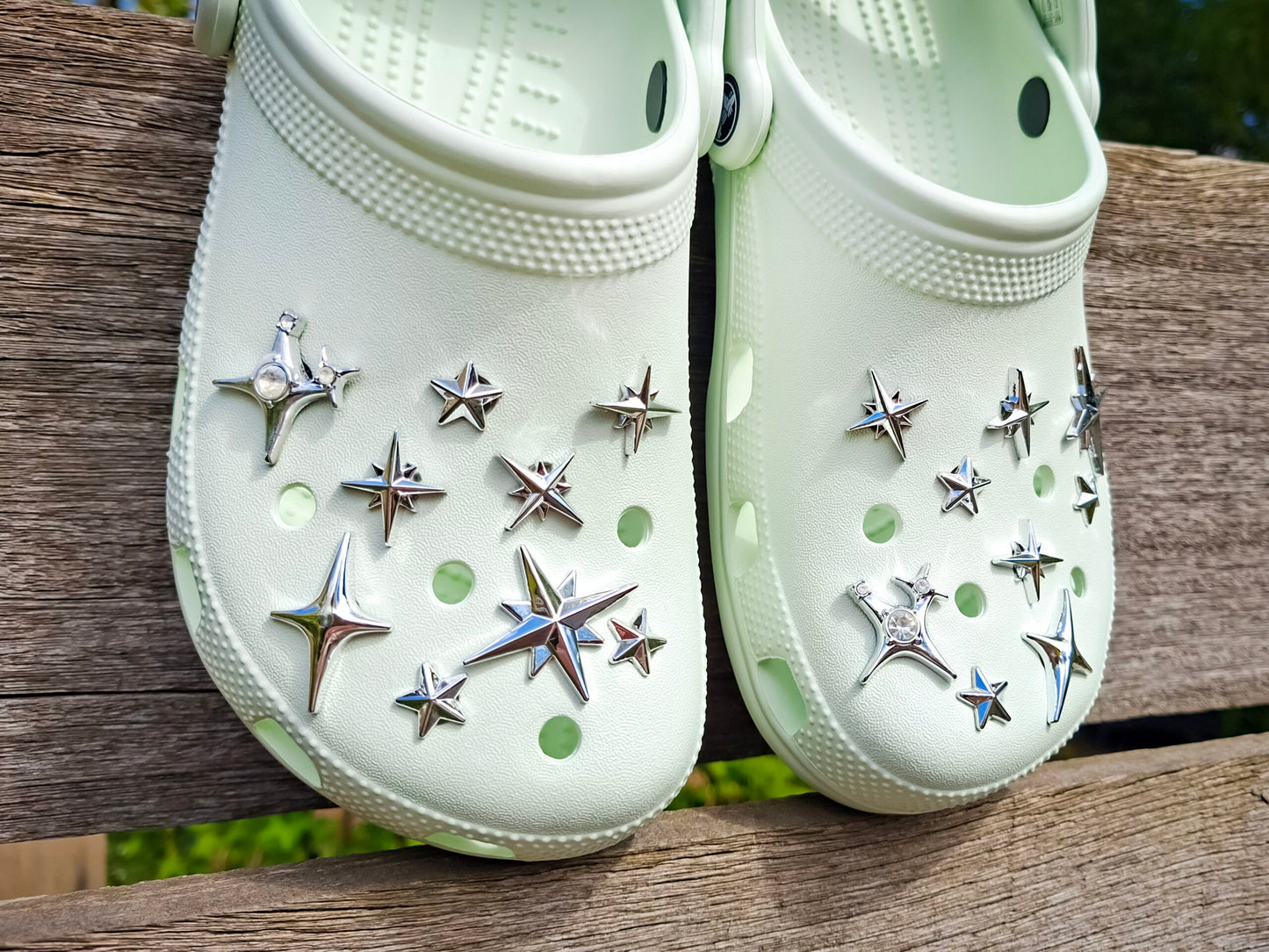 Silver Stars Clog Charms 18pc Set