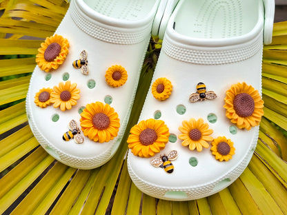 Sunflower & Bee Clog Charms 14pc Set