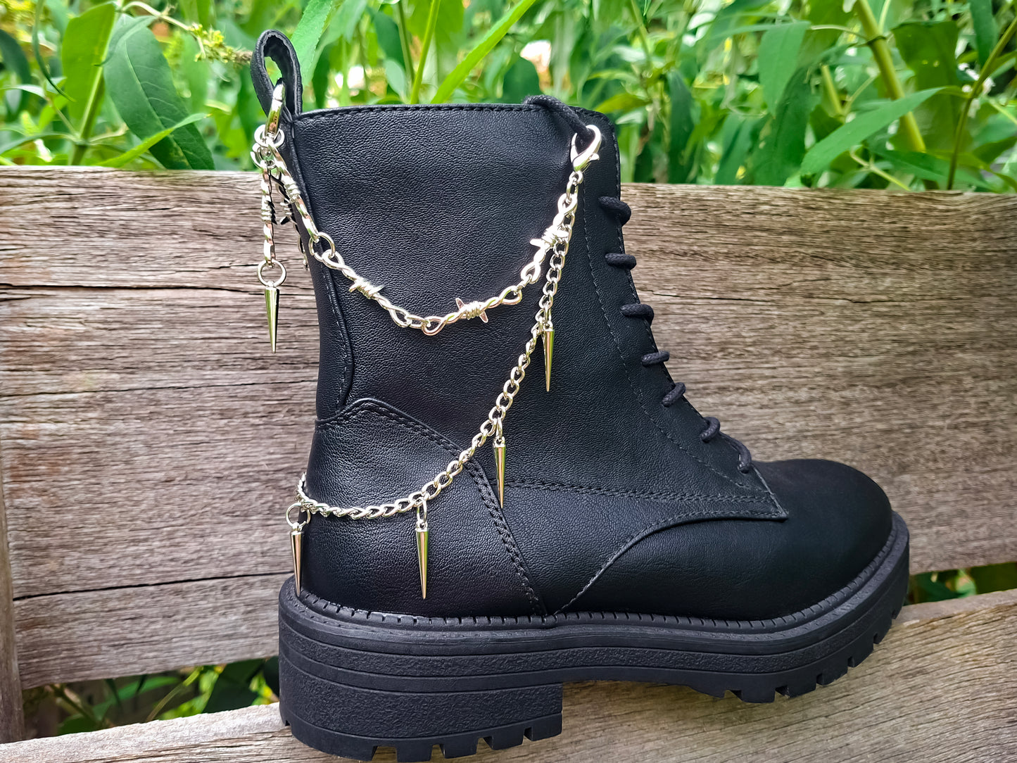 Silver Spike Shoe Chains 2pc Set