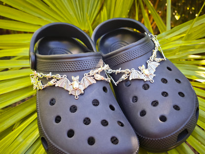 Silberne Fledermaus Clog-Ketten 2er-Set