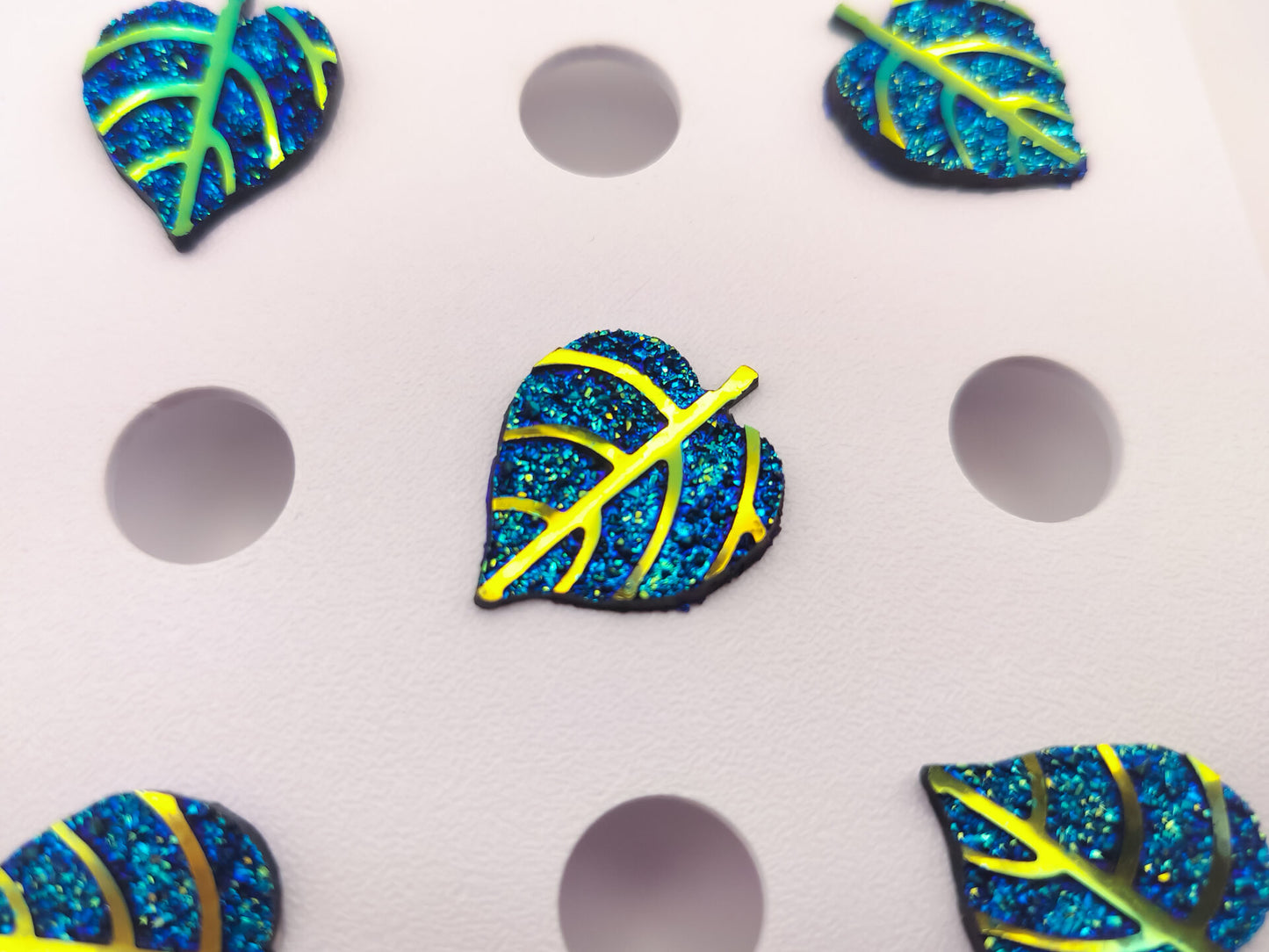 Blue & Gold Leaf Clog Charms