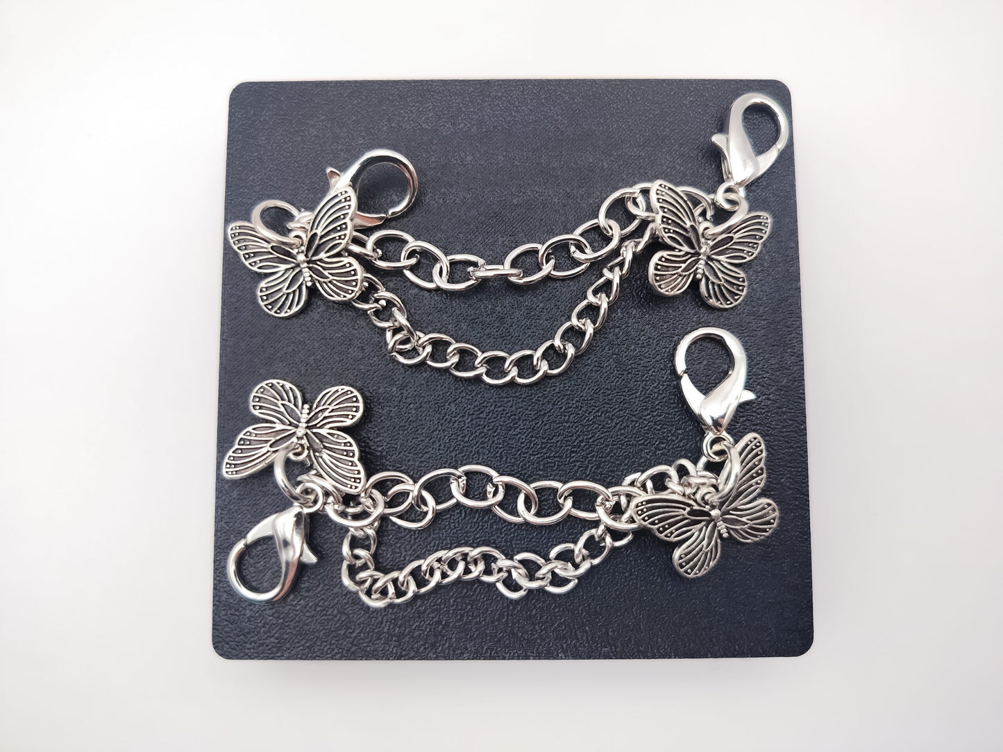 Silver Butterfly Shoe Chains 2pc Set
