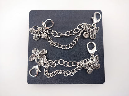 Silver Butterfly Shoe Chains 2pc Set