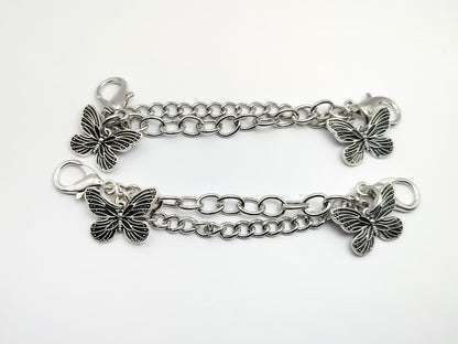Silver Butterfly Shoe Chains 2pc Set