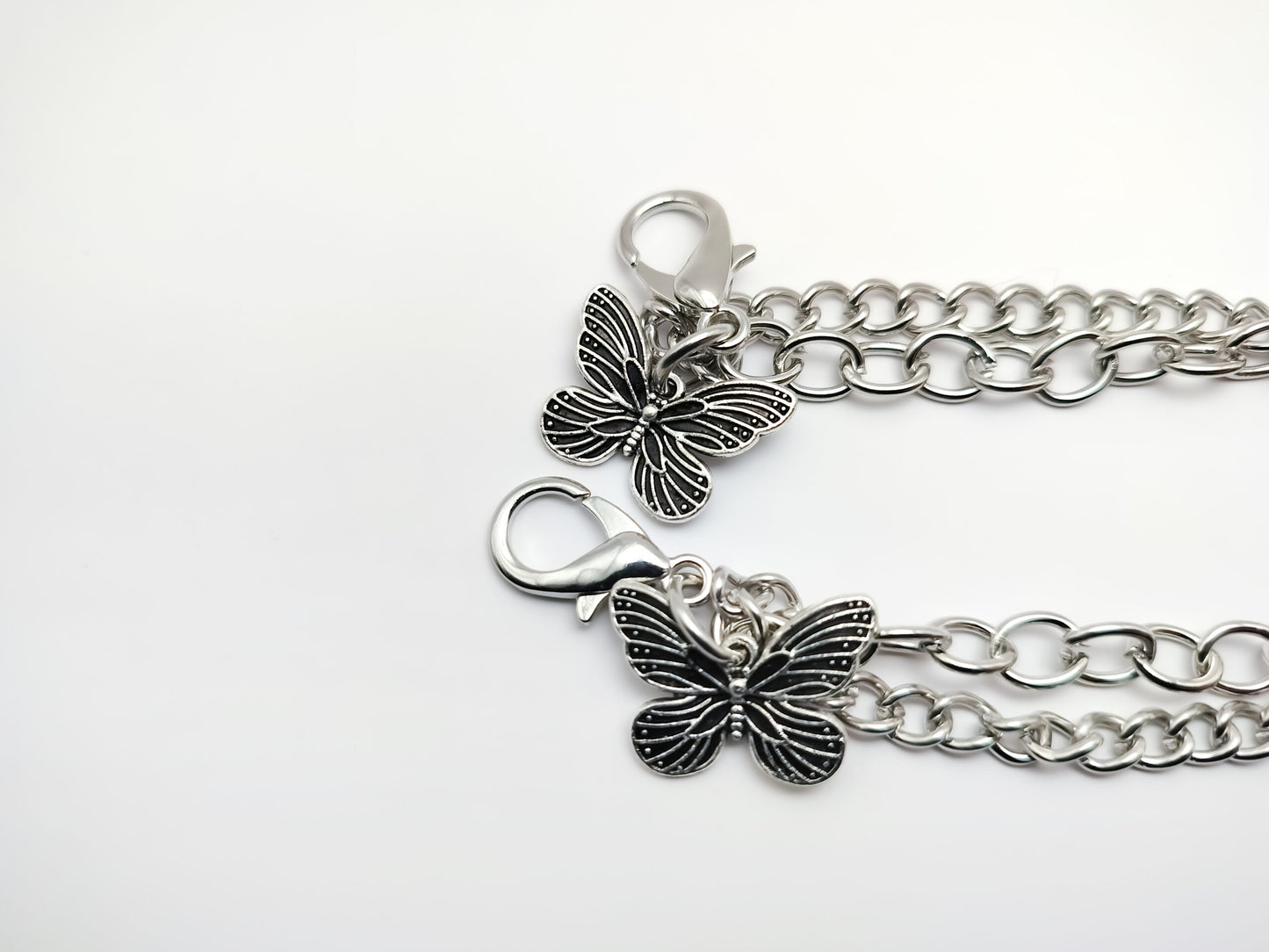 Silver Butterfly Shoe Chains 2pc Set
