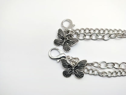 Silver Butterfly Shoe Chains 2pc Set