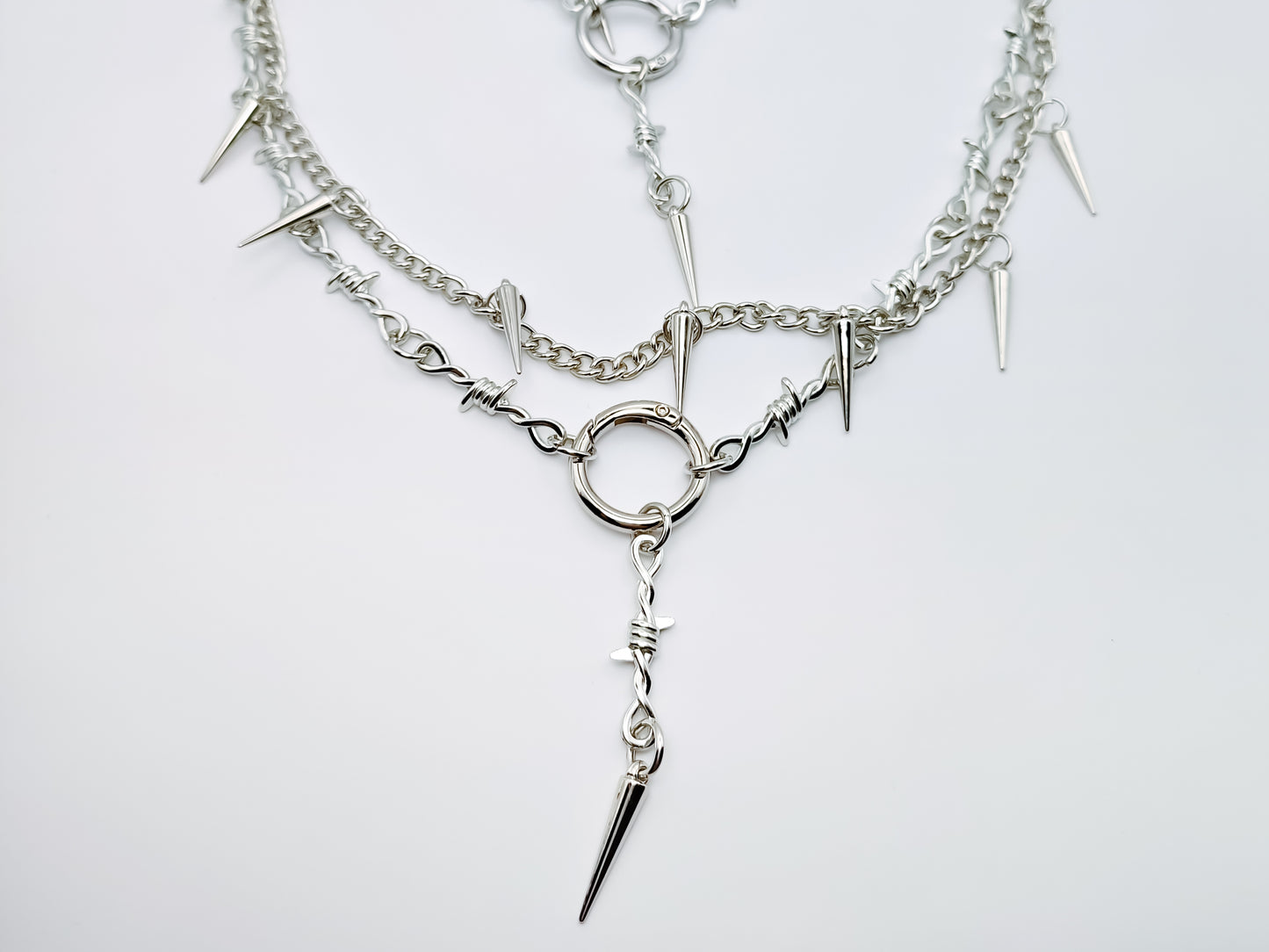 Silver Spike Shoe Chains 2pc Set