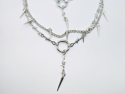 Silver Spike Shoe Chains 2pc Set