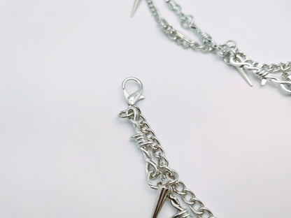 Silver Spike Shoe Chains 2pc Set