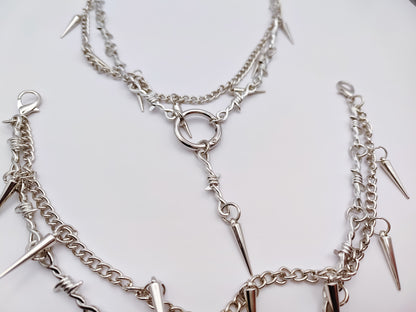 Silver Spike Shoe Chains 2pc Set