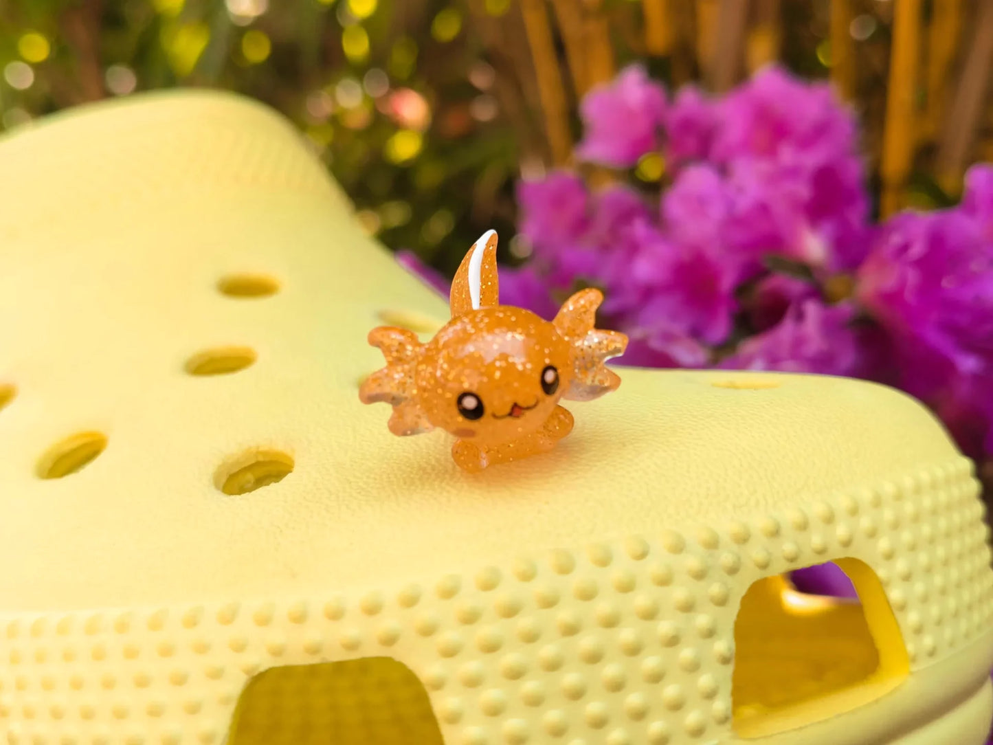 Glitter Axolotl Clog Charms