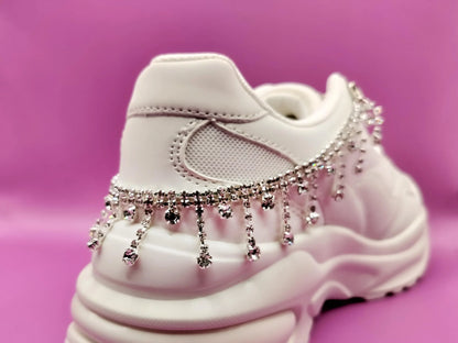 Silvery Rhinestone Shoe Chains 2pc Set