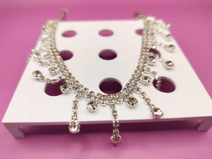 Silvery Rhinestone Shoe Chains 2pc Set