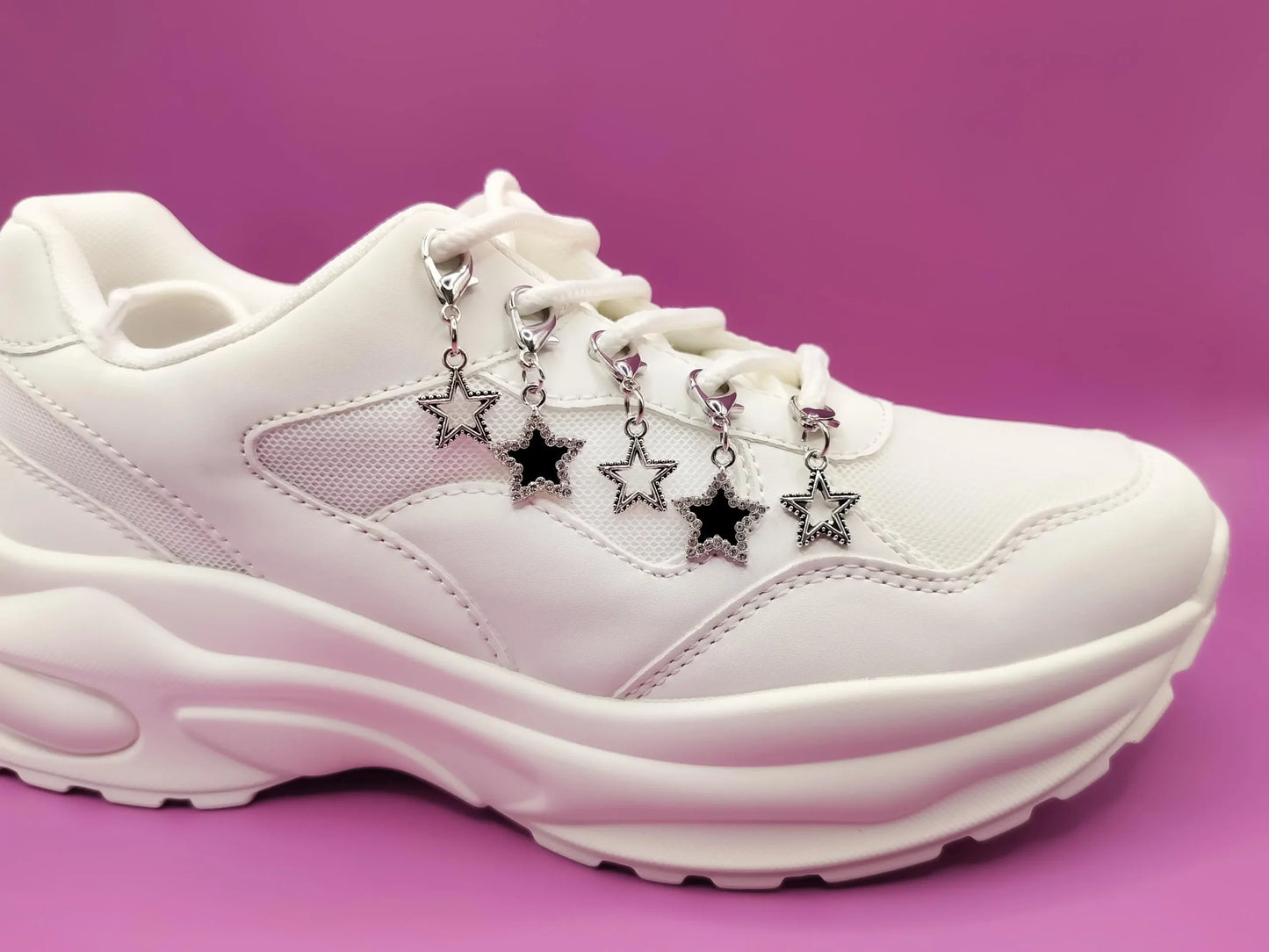 Silvery Star Shoe Charms