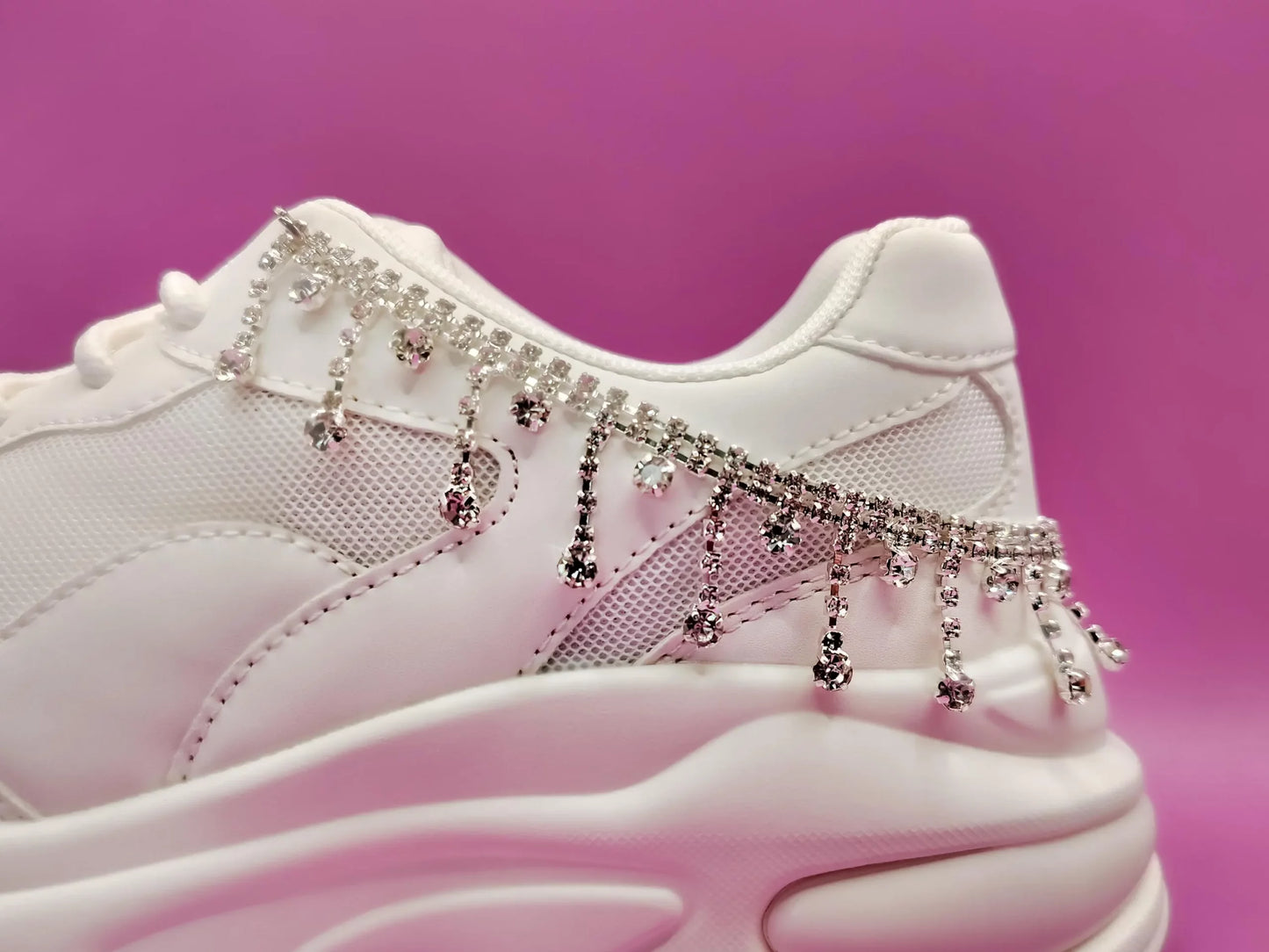 Silvery Rhinestone Shoe Chains 2pc Set