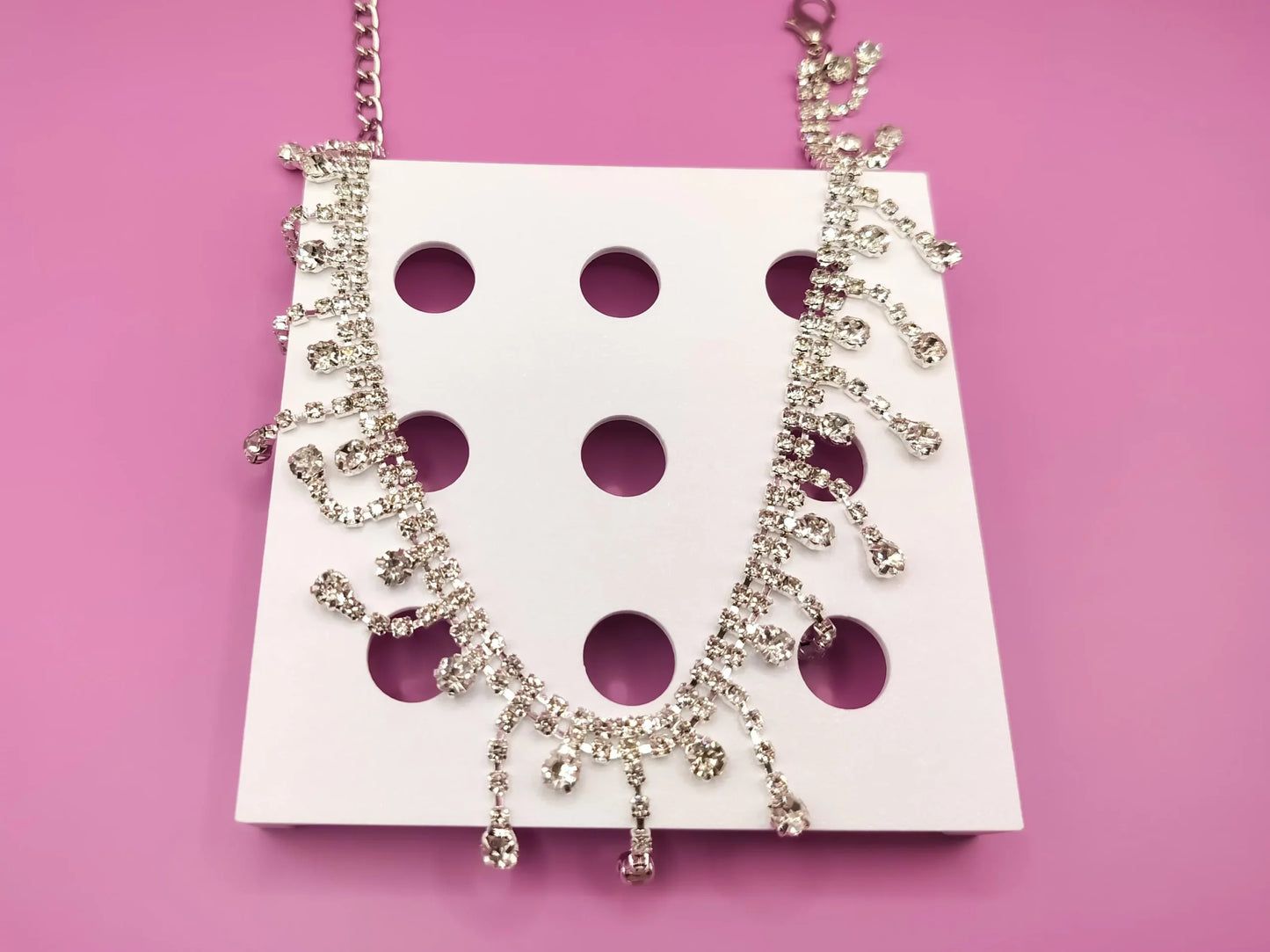 Silvery Rhinestone Shoe Chains 2pc Set