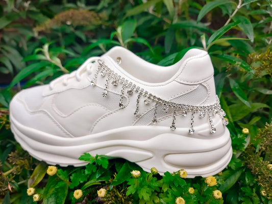 Silvery Rhinestone Shoe Chains 2pc Set