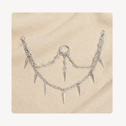 Silver Spike Shoe Chains 2pc Set