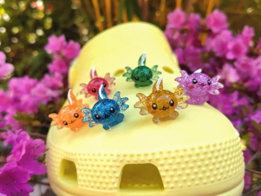 Glitter Axolotl Croc Charms