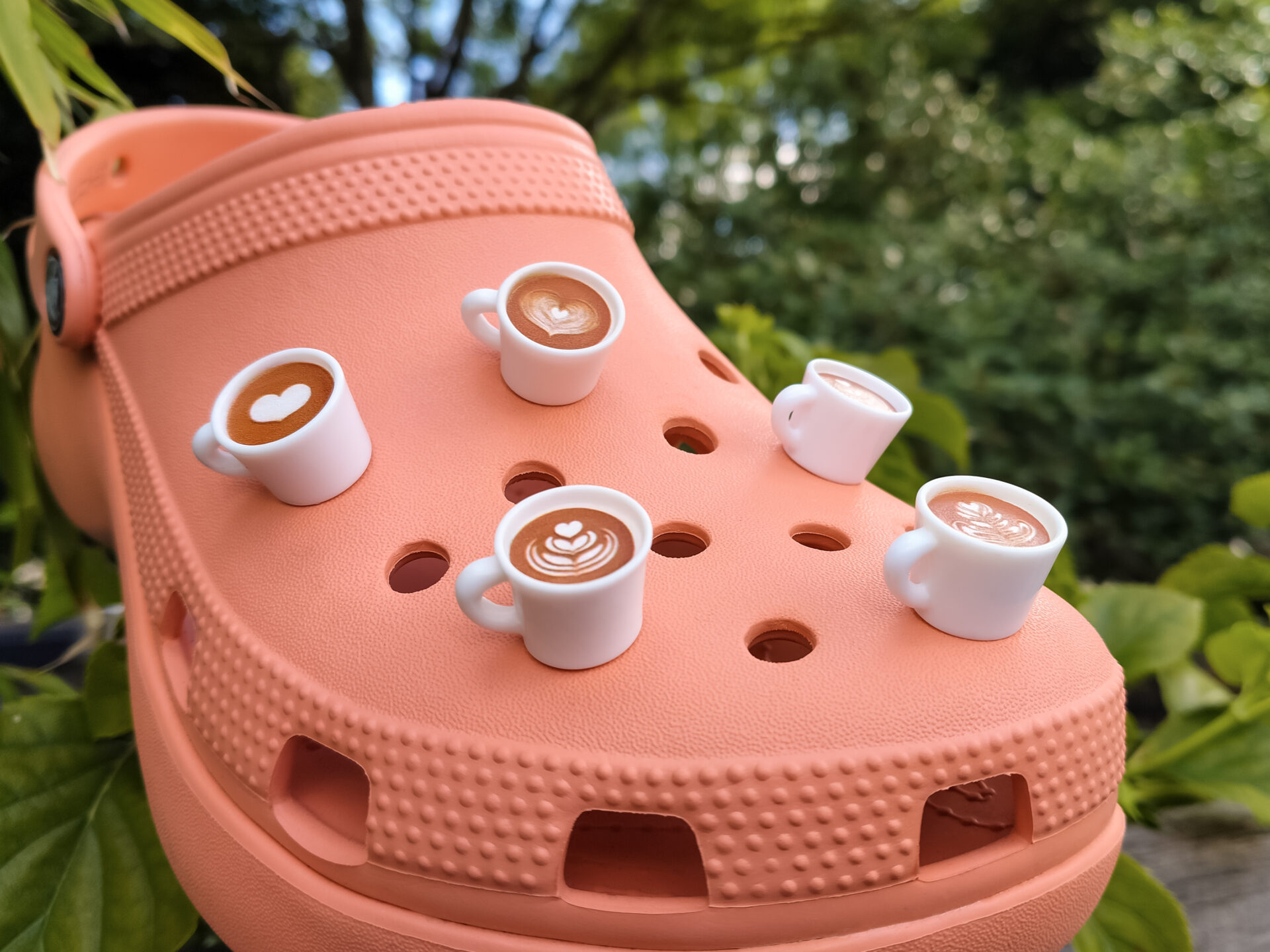 Coffee Cup Croc Charms 5pc Set